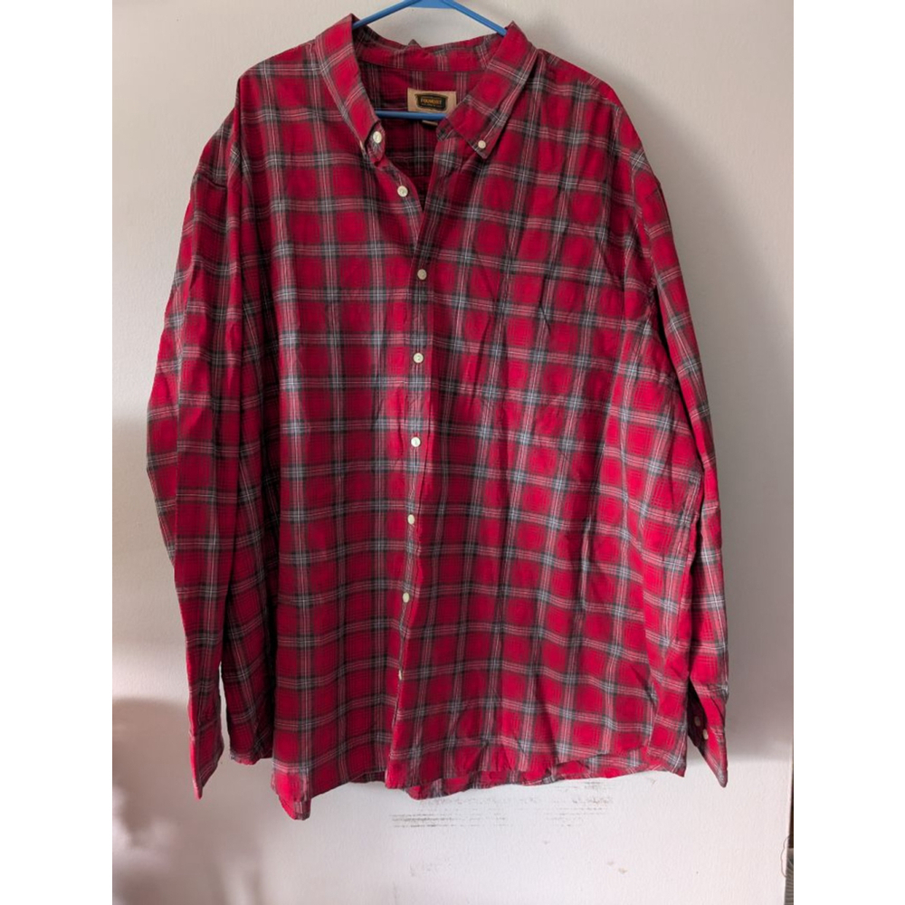 Men's Foundry Red Plaid Casual Button Down Shirt 4XLT